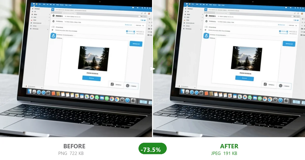 Image compression before and after comparison